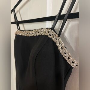 Aqua Formal Black Strapless Embellished Evening Gown